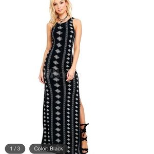 Maxi Dress Black Geometric Print from Lulu’s